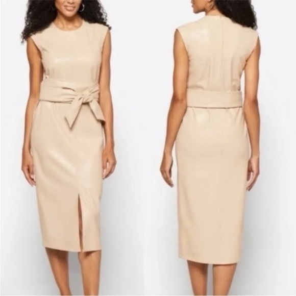 Modern Citizen Dresses & Skirts - Modern Citizen Pilar Beige Vegan Leather Wrap Dress NWOT
